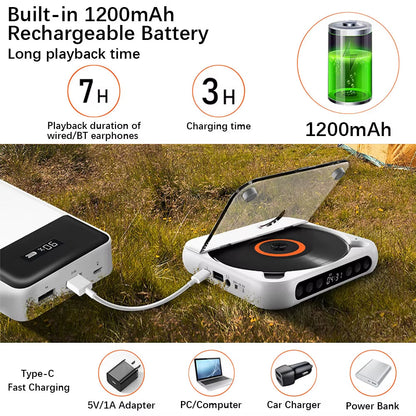 SpinWave™ Portable CD & Bluetooth Music Player – Classic Sound Meets Modern Freedom