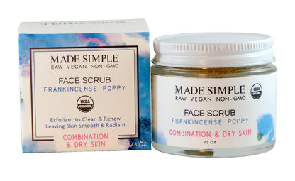 Frankincense Poppy Seed Face Scrub for Combination/Dry Skin - Certified Organic, Vegan & Cruelty-free