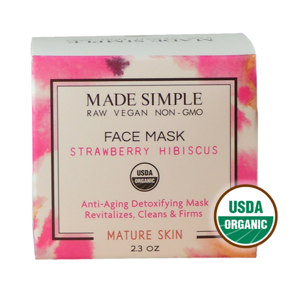 Strawberry Hibiscus Face Mask for Mature Skin - Certified Organic, Vegan & Cruelty-free