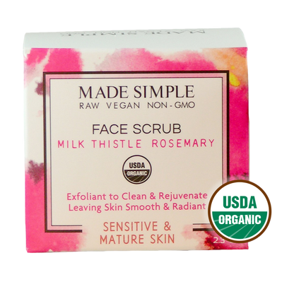 Milk Thistle Rosemary Face Scrub for Sensitive/Mature Skin - Certified Organic, Vegan & Cruelty-free