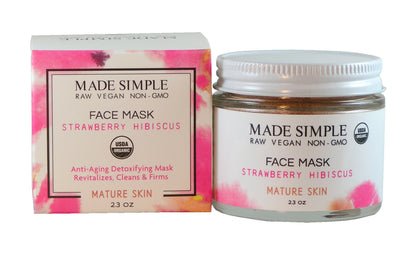 Strawberry Hibiscus Face Mask for Mature Skin - Certified Organic, Vegan & Cruelty-free