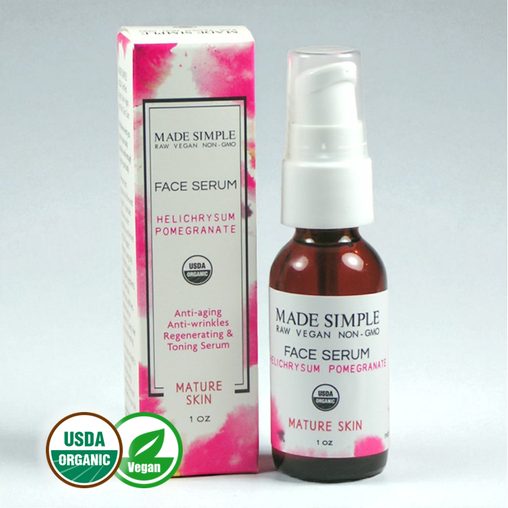 Helichrysum Pomegranate Face Serum for Mature Skin - Certified Organic, Vegan & Cruelty-free