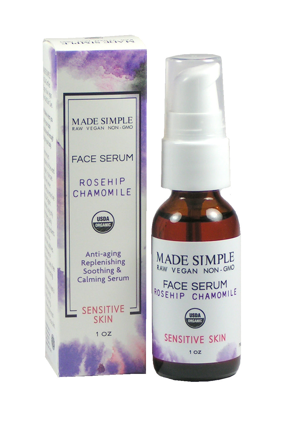 Rosehip Chamomile Face Serum for Sensitive Skin - Certified Organic, Vegan & Cruelty-free