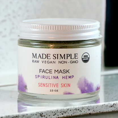 Spirulina Hemp Face Mask for Sensitive Skin - Certified Organic, Vegan & Cruelty-free