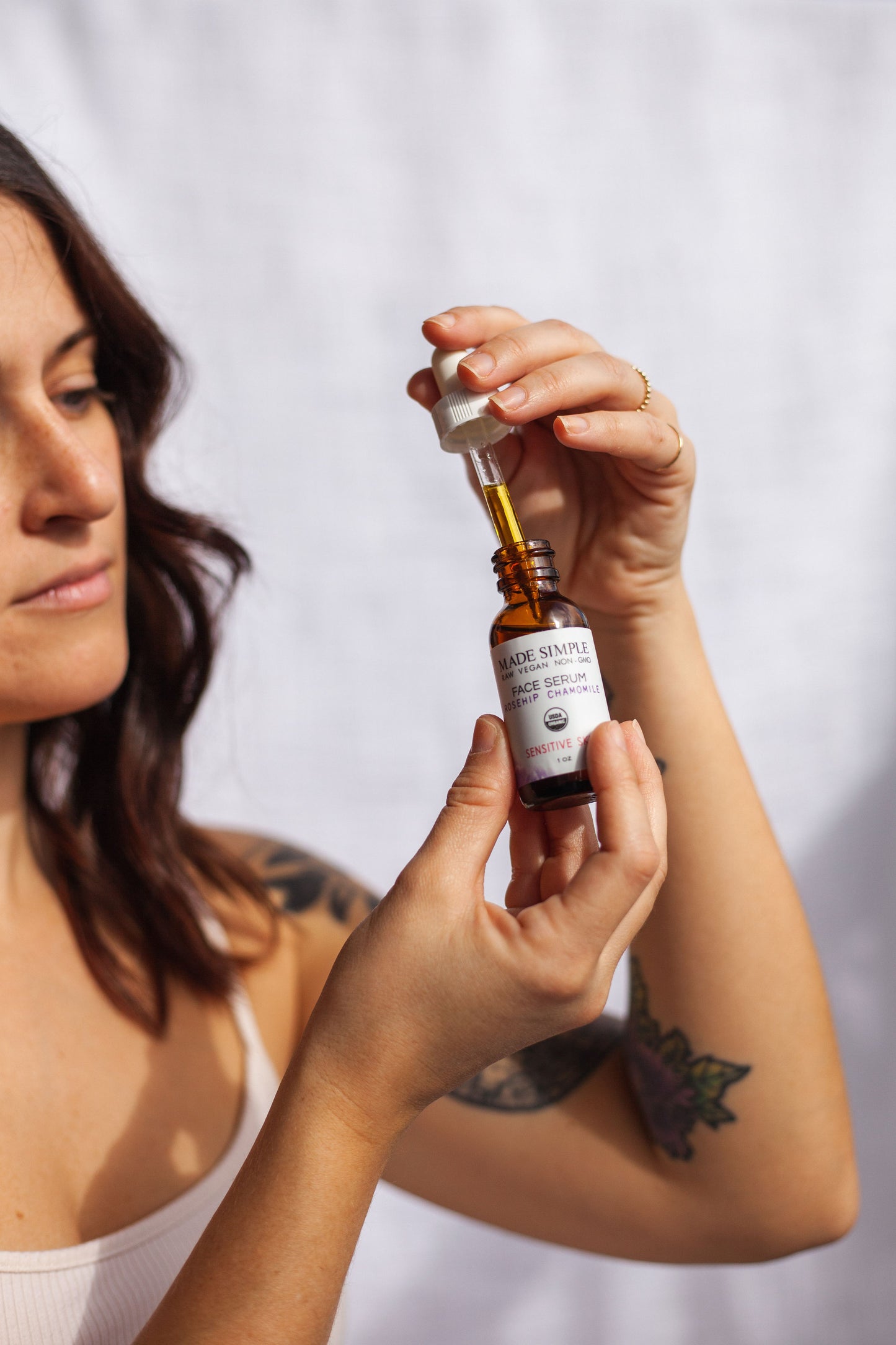 Rosehip Chamomile Face Serum for Sensitive Skin - Certified Organic, Vegan & Cruelty-free
