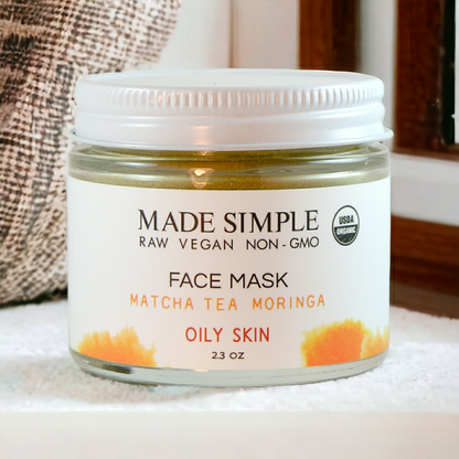 Matcha Tea Moringa Face Mask for Oily Skin - Certified Organic, Vegan & Cruelty-free