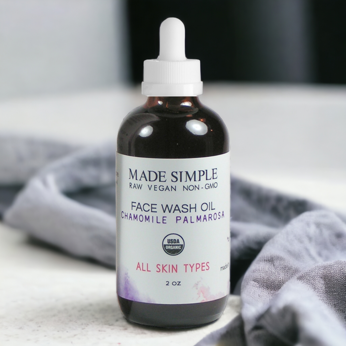 Chamomile Palmarosa Face Wash - Certified Organic, Vegan & Cruelty-free