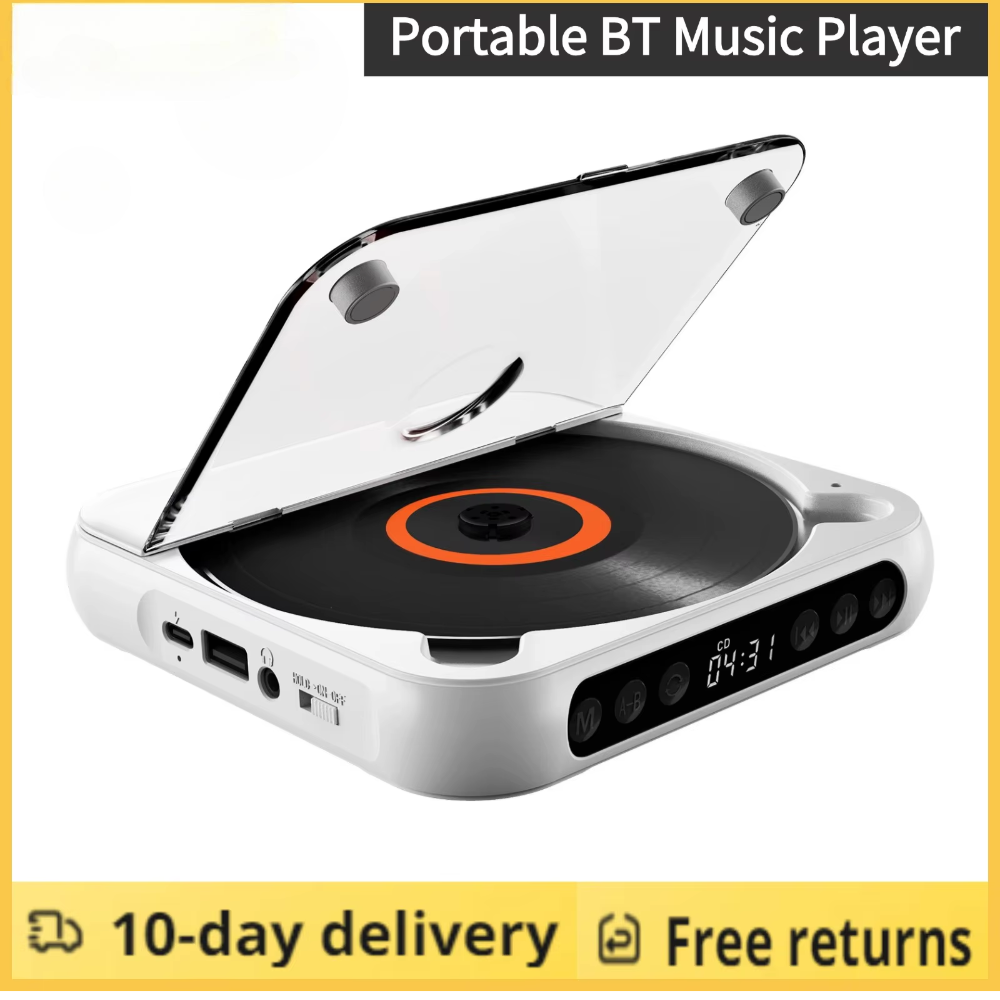 SpinWave™ Portable CD & Bluetooth Music Player – Classic Sound Meets Modern Freedom